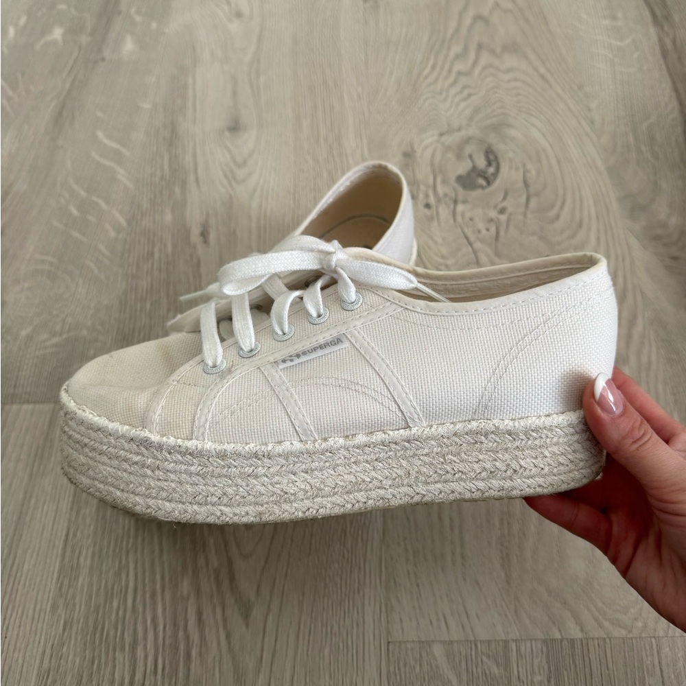 Revolve Superga 2730 COTCOLOROPEW Women's White Canvas Platform Sneakers